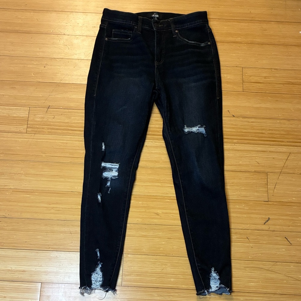 LuLaRoe Dark Blue Distressed Skinny Jeans with Stretch Band